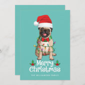 Niedlicher Mops Hund Frohe Weihnachtskarte Feiertagskarte (Vorne/Hinten)