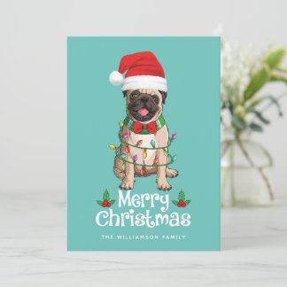 Niedlicher Mops Hund Frohe Weihnachtskarte Feiertagskarte