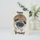 Niedlicher Mops Hund Geburtstag Postkarte (Stehend Vorderseite)