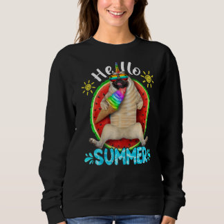 Niedlicher Mops Hund Hallo Sommerurlaub Hund Sweatshirt