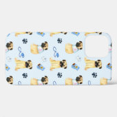 Niedlicher Mops Hund I Liebe Mama Blau Case-Mate iPhone Hülle (Rückseite (Horizontal))