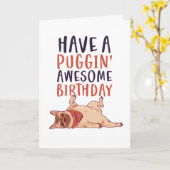 Niedlicher Mops Hund Lover Funny Puggin' Phantasti Karte (Gelbe Blume)