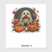 Niedlicher Mops Hund mit Kürbiskins fallen Hallowe Aufkleber (Blatt)