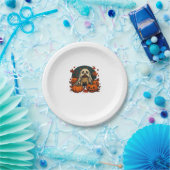 Niedlicher Mops Hund mit Kürbiskins fallen Hallowe Pappteller (Party)