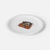 Niedlicher Mops Hund mit Kürbiskins fallen Hallowe Pappteller (Schrägansicht)