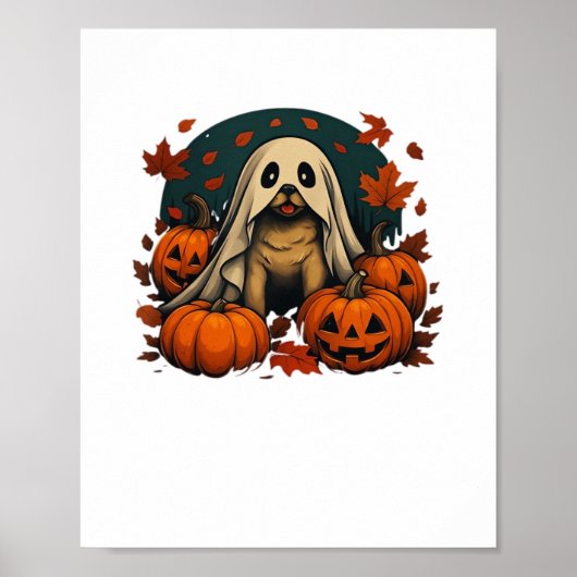 Niedlicher Mops Hund mit Kürbiskins fallen Hallowe Poster (Vorne)