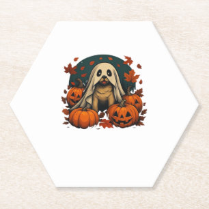 Niedlicher Mops Hund mit Kürbiskins fallen Hallowe Untersetzer