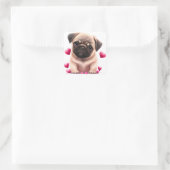 Niedlicher Mops Hund Valentine Quadratischer Aufkleber (Tasche)