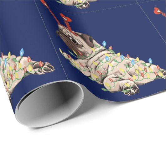 Niedlicher Mops Hund Weihnachten Geschenkpapier (Rolleneckpunkt)