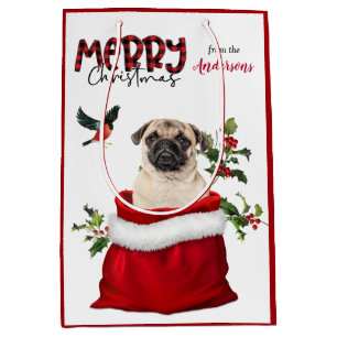 Niedlicher Mops Hund Weihnachten Mittlere Geschenktüte