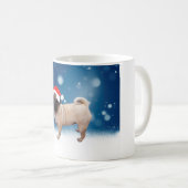 Niedlicher Mops Hund Weihnachten Weihnachtsmannmüt Kaffeetasse (VorderseiteRechts)