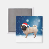 Niedlicher Mops Hund Weihnachten Weihnachtsmannmüt Magnet (Vorderseite/Rückseite)