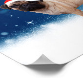 Niedlicher Mops Hund Weihnachten Weihnachtsmannmüt Poster (Ecke)