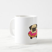 Niedlicher Mops Hund Welpen Loaf of Donut Pink Kaffeetasse (Vorderseite Links)