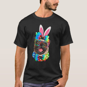 Niedlicher Mops Hunde Gesicht Gefärbte Krawatte Br T-Shirt