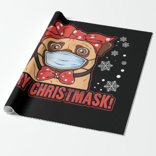 Niedlicher Mops Hunde Gesicht Maske Frohe Weihnach Geschenkpapier
