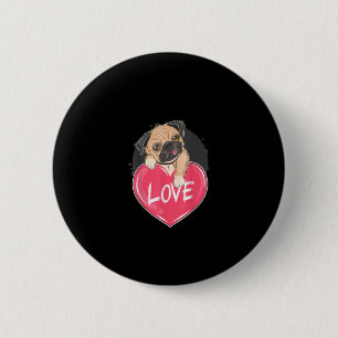 Niedlicher Mops Hunde Herz Mops Valentinisches Ges Button