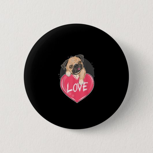 Niedlicher Mops Hunde Herz Mops Valentinisches Ges Button (Vorderseite)