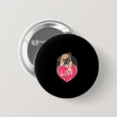 Niedlicher Mops Hunde Herz Mops Valentinisches Ges Button (Vorne & Hinten)