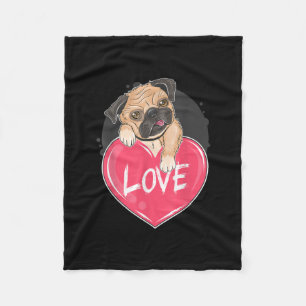 Niedlicher Mops Hunde Herz Mops Valentinisches Ges Fleecedecke