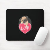 Niedlicher Mops Hunde Herz Mops Valentinisches Ges Mousepad (Mit Mouse)
