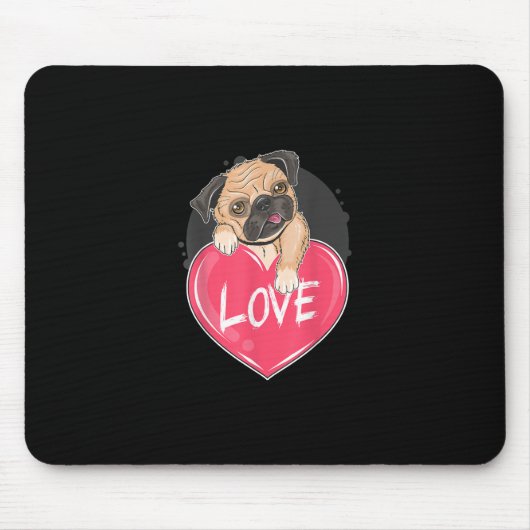 Niedlicher Mops Hunde Herz Mops Valentinisches Ges Mousepad (Vorne)