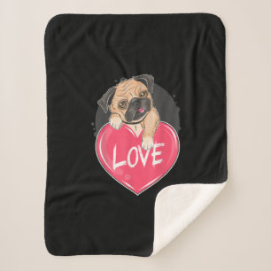 Niedlicher Mops Hunde Herz Mops Valentinisches Ges Sherpadecke