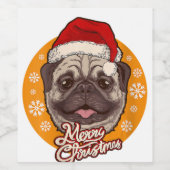 Niedlicher Mops Hunde Weihnachtsmannmütze mit Schn Weinetikett (Einzelnes Label)