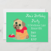 Niedlicher Mops Hundeliebhaber Party Einladung (Vorderseite)