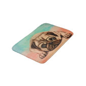 Niedlicher Mops-Hundepadel Badematte (Schrägansicht)