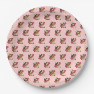 Niedlicher Mops in Donut Paper-Tellern Pappteller