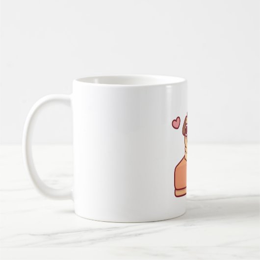 Niedlicher Mops in Pumpkin Pie Funny Kaffeetasse (Links)