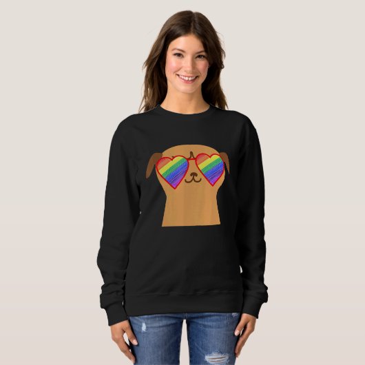 Niedlicher Mops Lgbtq Pride Stuff Teens Rainbow Su Sweatshirt (Vorne ganz)