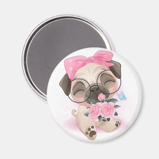 Niedlicher Mops Magnet (Vorderseite/Rückseite)