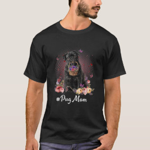 Niedlicher Mops Mama Blume Glücklichen Muttertag L T-Shirt