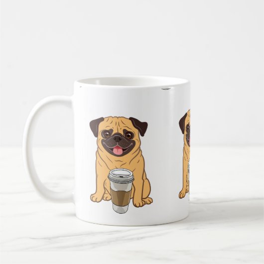 Niedlicher Mops mit Coffee Cup für Puggy Dog Liebh Kaffeetasse (Links)