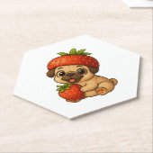Niedlicher Mops mit Erdbeeren Fruchtiger Cartoon Untersetzer (angewinkelt)