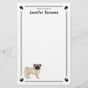 Niedlicher Mops mit feinem Gesicht, Dog Mops Hunde Briefpapier