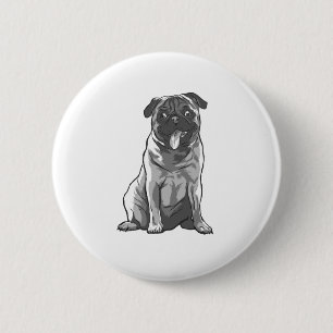 Niedlicher Mops mit guter Laune Button