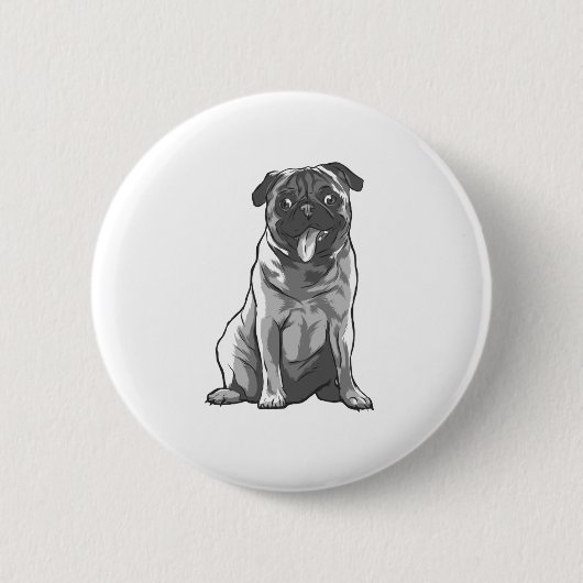 Niedlicher Mops mit guter Laune Button (Vorderseite)
