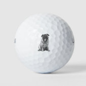 Niedlicher Mops mit guter Laune Golfball (Vorderseite)