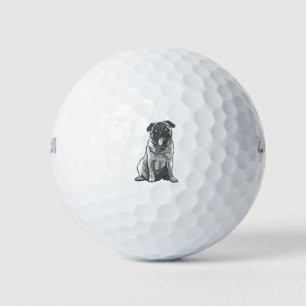 Niedlicher Mops mit guter Laune Golfball