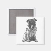 Niedlicher Mops mit guter Laune Magnet (Vorderseite/Rückseite)