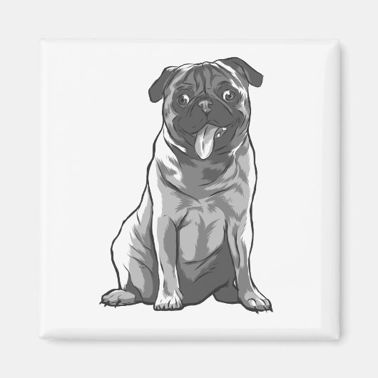 Niedlicher Mops mit guter Laune Magnet (Vorne)