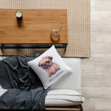 Niedlicher Mops mit rosa Bow Personalisiert