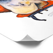 Niedlicher Mops mit Tee Cup auf Red Sessel Hunde L Poster (Ecke)