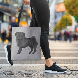 Niedlicher Mops Mops Karikatur Hunde grau züchten Tasche