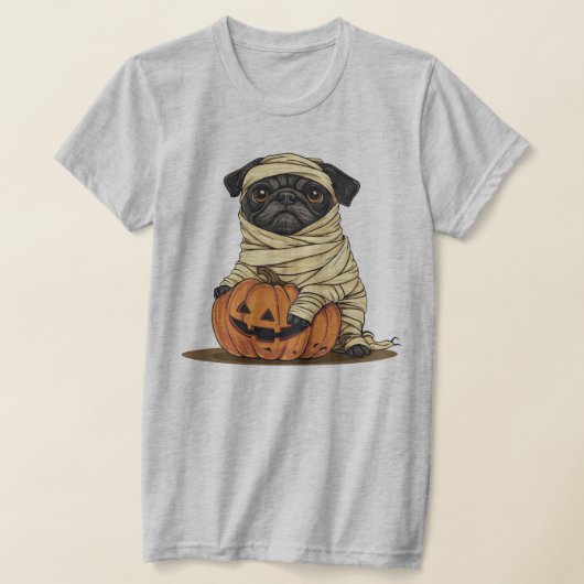 Niedlicher Mops Mummy Halloween Design T-Shirt (Ablage )