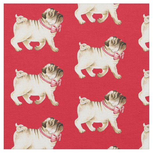 Niedlicher Mops Nase in der Luft und Bugs Krawatte Stoff (Nahaufnahme)