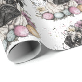 Niedlicher Mops Osterfarben Geschenkpapier (Rolleneckpunkt)